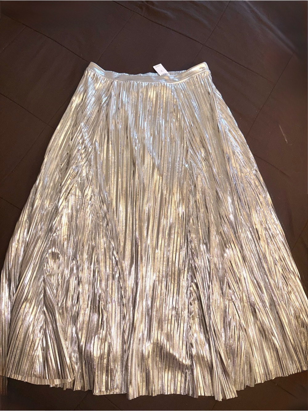 Anthropologie Metallic Pleated Maxi Skirt in Silver size Medium - Picture 7 of 15